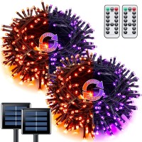 Jmexsuss Orange And Purple Solar Halloween Lights 2 Pack 100 Led Color Changing Christmas Lights Outdoor 427Ft 8 Modes Solar