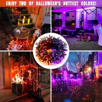 Jmexsuss Orange And Purple Solar Halloween Lights 2 Pack 100 Led Color Changing Christmas Lights Outdoor 427Ft 8 Modes Solar