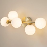 Bathroom Vanity Lights 5Light Bathroom Light Fixtures Mid Century Modern Gold Bathroom Light Ceiling Light Dimmable Led Wall