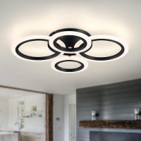 Vikaey Modern Led Flush Mount Ceiling Light 4 Rings Led Black Close To Ceiling Light Lighting Fixture Ceiling Lamp For Kitchen