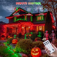 Jmexsuss 173Ft 500 Led Halloween Lights Outdoor 11 Modes Red And Green Christmas String Lights With Remote Color Changing Hall