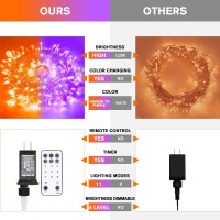 Jmexsuss 100 Led Orange Purple Halloween Lights Plug In 11 Modes Halloween String Lights Indoor With Remote 33Ft Connectable