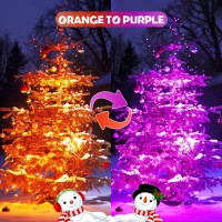 Jmexsuss Orange And Purple Solar Christmas Lights Color Changing, 200 Led 75.5Ft Each Solar String Lights With Remote, 11 Modes Christmas String Lights For Patio Christmas Tree Halloween Decor, 2 Pack