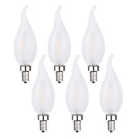 Sunaiony Frosted Led Candelabra Bulbs E12 Dimmable Bulbs 25Watt Equivalent Chandelier Light Bulbs, Warm White 2700K Ca11 Flame Tip Frosted Decorative Candle Bulb, 6 Pack