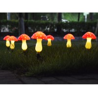 Homeleo 8Pack Red Mushroom Solar Lights For Outdoor Garden Decor