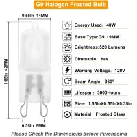 Vinaco G9 Bulb, 10 Pack G9 Frosted 40W Halogen Light Bulbs, High Brightness Jcd G9 120V 40W, G9 Dimmable Warm White 2800K, Long Lasting G9 Halogen Bulb 40 Watt For Chandeliers, Pendants Lights