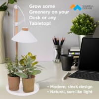 Mindful Design Tabletop Plant Grow Light - Modern Adjustable Plant Light For Indoor Plants - 300 Lumen - Indoor Plant Lights (White)