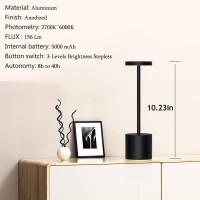 Tuikito 2 Pack Cordless Table Lamp Rechargeable,Portable Battery Powered Led Desk Lamp,5000Mah Battery Up To 40 Hours,3-Levels Brightness Stepless Dimming Table Light For Restaurant/Indoor/Outdoor