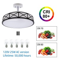 Mingbright 14 Inch 3Cct Led Semi Flush Mount Ceiling Light Fixture, Black Finished, Dimmable, Damp Location Ceiling Light For Kitchen, Living Room Bedroom, Hallway