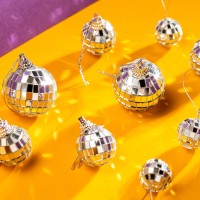 36 Pieces Mirror Disco 4D Ball Silver Hanging Disco 4D Ball Small Party Mirror Balls Cool Reflective Decor Christmas Tree Orname