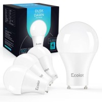 Ecoiot Gu24 Dusk To Dawn Outdoor Light Bulbs,Light Sensor A19 Led Bulbs,Photocell Sensor, Automatic On/Off For Indoor/Outdoor Security Lighting,10-Watt(90-Watt Equivalent),5000K Daylight, 4 Pack