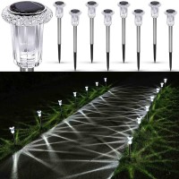 Lianglome Solar Pathway Lights - 8 Pack Solar Walkway Lights Stainless Steel Solar Landscape Lights For Patio Lawn Yard Driveway-Cool White