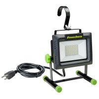 Powersmith 4000 Lumen Portable Led Work Light With All Metal Stand And Sealed Switch For All Weather Flood Light, 5 Year Warranty (Pwls040H) , Black