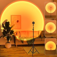 Balkwan Sunset Floor Lamp Projection 140Cm Adjustable Stand Led Night Light 360 Degree Rotation Network Light With 3M Usb Cable Floor Light For Living Room Bedroom