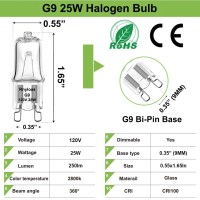 G9 Bulb, 10 Pack G9 Halogen Bulb 25 Watt Premium Quality, High Output 250Lm G9 Light Bulb 2800K Warm White, G9 Dimmable, G9 Base Bulb T4 Type Jcd G9 Halogen 25 Watt For Chandeliers, Cabinet Lights