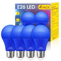 Blue Light Bulbs 4 Pack A19 Blue Led Light Bulbs Outdoor 60W Equivalent 9W E26 Blue Bulbs Party Decoration Led Blue Color