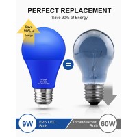 Blue Light Bulbs 4 Pack A19 Blue Led Light Bulbs Outdoor 60W Equivalent 9W E26 Blue Bulbs Party Decoration Led Blue Color