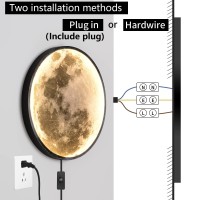 Skylumate Qiyimeilux Dimmable Moon Wall Sconce Plug In Modern Led Wall Light With Remote Control 197 Inch 24W Black Wall Lamp I