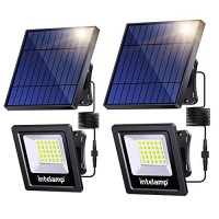 Intelamp Solar Flood Lights, 2 Pack Outdoor Solar Security Light Dusk To Dawn Auto On/Off Ip65 Waterproof Solar Powered Lights For Flag Porch Balcony Yard Garage Barn Garden