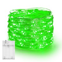 Dazzle Bright Fairy Lights Battery Operated, 20 Ft 60 Led Silver Wire St. Patrick'S Day Waterproof Battery Operated String Lights, Christmas Decorations For Indoor Outdoor Bedroom Yard Decor, Green