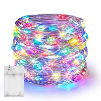 Dazzle Bright Fairy Lights Battery Operated, 20 Ft 60 Led Silver Wire Waterproof Battery Operated String Lights, Christmas Decorations For Indoor Outdoor Bedroom Yard Decor, Multi-Colored