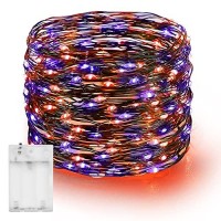 Dazzle Bright Fairy String Lights, 20Ft 60 Led Copper Wire Battery Operated Waterproof Lights, Christmas Decorations For Indoor Home Outdoor Patio Yard Party Decor (Purple And Orange, 1)