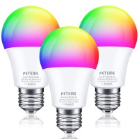 Peteme Smart Wifi Alexa Light Bulb, Led Rgb Color Changing Bulbs, Compatible With Alexa, Siri, Echo, Google Home (No Hub Required), E26 A19 60W Multicolor 3Pack