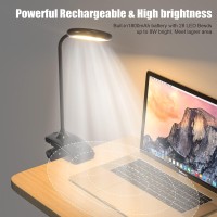 Deeplite Led Desk Lamp Clip On Lamp Battery Powered Clip On Light Book Light For Bed, Eye-Caring Flexible Arm Memory Touch 3 Color Modes & Stepless Brightness Portable Reading Light For Study Work.