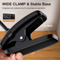 Deeplite Led Desk Lamp Clip On Lamp Battery Powered Clip On Light Book Light For Bed, Eye-Caring Flexible Arm Memory Touch 3 Color Modes & Stepless Brightness Portable Reading Light For Study Work.