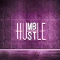 Hustle Led Neon Sign For Wall Decor, Humble Led Neon Lights Party Decorations, Usb Powered Switch Adjustable Brightness Led Neon Lights, For Office Room, Gym Room, Man Cave Decor (Pink&White)