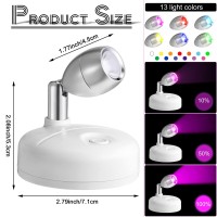 6 Pieces Battery Operated Spotlights Indoor Led Wireless Spotlight Indoor 13 Color Up Lights With Rotatable Light Head Stick On