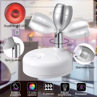 6 Pieces Battery Operated Spotlights Indoor Led Wireless Spotlight Indoor 13 Color Up Lights With Rotatable Light Head Stick On