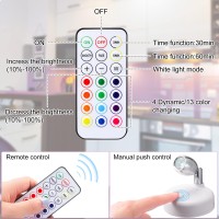 6 Pieces Battery Operated Spotlights Indoor Led Wireless Spotlight Indoor 13 Color Up Lights With Rotatable Light Head Stick On