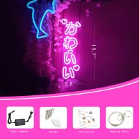 Kawaii Neon Sign Cute Japanese Handmade Anime Neon Vibes Vertical Kawaii Led Night Light Wall Decor For Teenager Girls Kids Gi