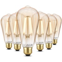 Sigalux Edison Bulbs, E26 Led Bulb 60 Watt Dimmable Vintage Light Bulbs, Led Filament Amber Light Bulb With 90 Cri, St19 Antique Old Fashioned Retro Light Bulb 2700K Soft White, 9W, 700Lm, 6 Pack