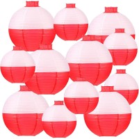 Set Of 12 Fishing Bobber Round Paper Hanging Lanterns Fishing Birthday Decorations Hanging Paper Lanterns For Fishermen Theme Pa