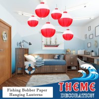 Set Of 12 Fishing Bobber Round Paper Hanging Lanterns Fishing Birthday Decorations Hanging Paper Lanterns For Fishermen Theme Pa