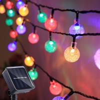 Solar String Lights Outdoor Waterproof Ip65 Mother'S Day Gift 20 Feet 20 Led 8 Modes Crystal Globe Fairy Light For Garden Parterre Terrace Decor,Wedding,Party,Camping(Multi-Colored)