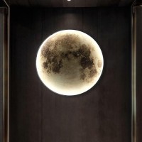 Guanshan Simulation Moon Wall Lighting Wall Lamp Led Light Luxury Bedside Lamp Wall Lamp Decoration Background Wall Lamp Hallway Entrance Wall Lamp Bedroom, Living Room, 30Cm/11.9