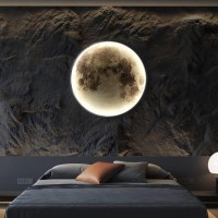 Guanshan Simulation Moon Wall Lighting Wall Lamp Led Light Luxury Bedside Lamp Wall Lamp Decoration Background Wall Lamp Hallway Entrance Wall Lamp Bedroom, Living Room, 30Cm/11.9