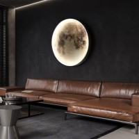 Guanshan Simulation Moon Wall Lighting Wall Lamp Led Light Luxury Bedside Lamp Wall Lamp Decoration Background Wall Lamp Hallway Entrance Wall Lamp Bedroom, Living Room, 30Cm/11.9