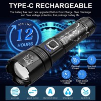 Poslani Flashlights Led High Lumens Rechargeable,Brightest 100000 Lumens Flash Light, High Power Tactical Flash Light,Handheld Waterproof Flashlights For Emergency Camping Gift