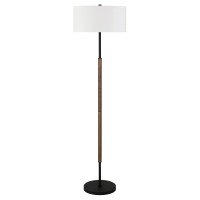 Hennhart 2Light Floor Lamp With Fabric Shade In Blackened Bronzerustic Oakwhite Floor Lamp For Home Office Bedroom Living