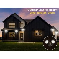 Homenhancements Led Black 2Light Bullet Flood Light Site Landscape Double Outdoor Flood Exterior Light Fixture Spot Light 3000K