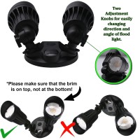 Homenhancements Led Black 2Light Bullet Flood Light Site Landscape Double Outdoor Flood Exterior Light Fixture Spot Light 3000K