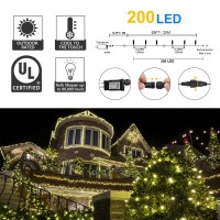 Weillsnow 200 Led Outdoor Christmas Lights, 66Ft Plug In Waterproof String Lights, 8 Modes With Memory For Outdoor Indoor Garden Halloween Christmas Decorations (66Ft, Warm White)