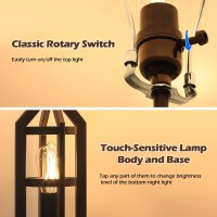 Beslowe 2Light Farmhouse Touch Table Lamps 3Way Dimmable Bedside Lamps With 2 Usb Ports For Bedroom Rustic End Table Lamps F