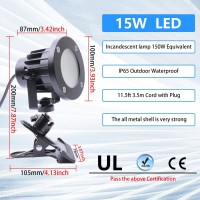 Clip Floodlight 15W Led Work Light Ip65 Waterproof 150W Equivalent 115Ft 35M Cord With Plug Lights For Workshop Garage Constr