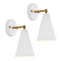 White Wall Sconces Set Of Two, Modern Sconces Light Fixtures Hardwired With Metal Shade,Indoor Decor Arm Swing Lamp For Hallway,Bedroom,Living Room,Reading,Bedside,Kitchen,Nightstand,Etl Listed