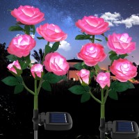 Tynled Outdoor Solar Garden Stake Lights,Upgraded Led Solar Powered Light With 6 Rose Flowers, Waterproof Solar Decorative Lights For Patio Pathway Courtyard Garden Lawn